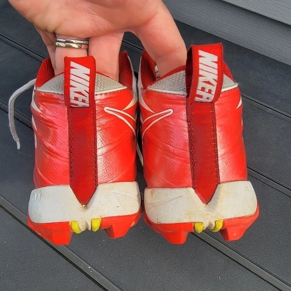 2/$20 Nike Red and White Baseball Spikes 5